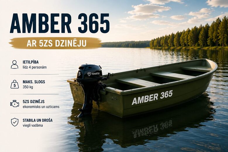 Laivu noma Usma Amber Norvēģu laiva Usmas ezers makšķerēšanas laiva